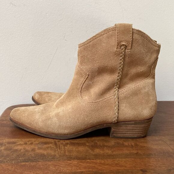 Lucky Brand Tan Ankle Booties with Suede Finish - Picture 2 of 9